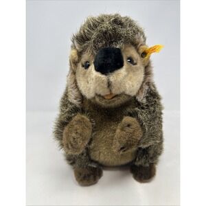 Steiff Hedgehog Plush 12" Joggi Begging 070754 Button Yellow Tag Made In Germany